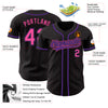 Custom Black Pink Pinstripe Pink-Purple Authentic Baseball Jersey