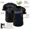 Custom Black Old Gold Pinstripe Royal Authentic Baseball Jersey