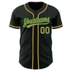 Custom Black Kelly Green Pinstripe Old Gold Authentic Baseball Jersey