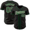 Custom Black Cream Pinstripe Green Authentic Baseball Jersey