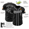 Custom Black White Pinstripe Black-Gray Authentic Baseball Jersey