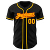 Custom Black Yellow-Orange Authentic Baseball Jersey