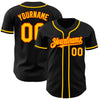 Custom Black Yellow-Orange Authentic Baseball Jersey