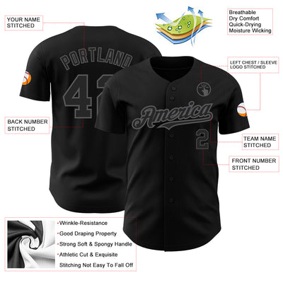 Custom Black Steel Gray Authentic Baseball Jersey