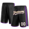 Custom Black White Old Gold-Purple Authentic Basketball Shorts