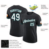 Custom Black White-Teal Performance T-Shirt