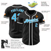 Custom Black White Pinstripe-Sky Blue Authentic Baseball Jersey