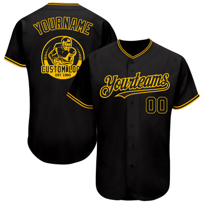 Custom Black Gold Authentic Baseball Jersey