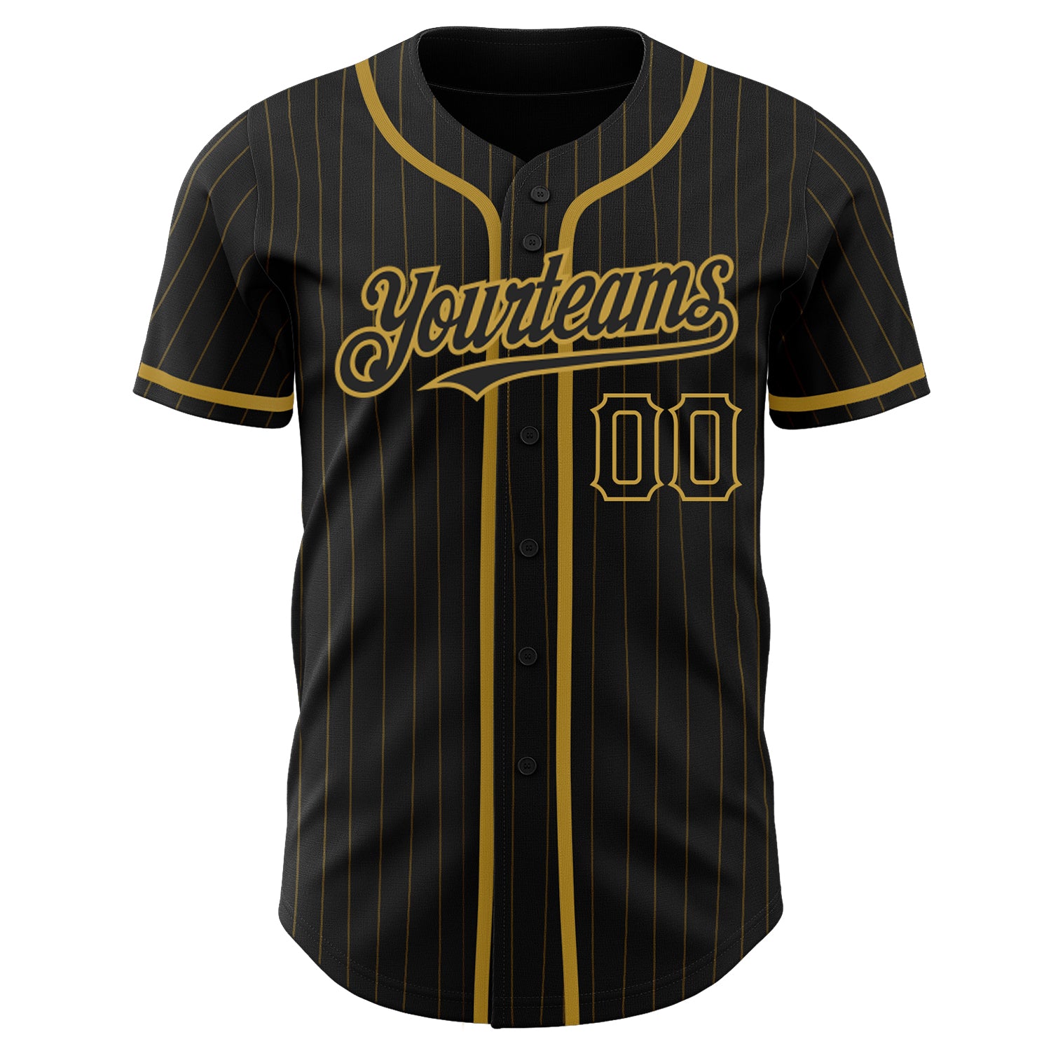 Custom Baseball Jersey Gold Black Pinstripe Black-White Authentic Youth Size:M