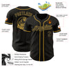 Custom Black Old Gold Pinstripe Old Gold Authentic Baseball Jersey