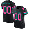 Custom Black Pink-Aqua Mesh Authentic Football Jersey