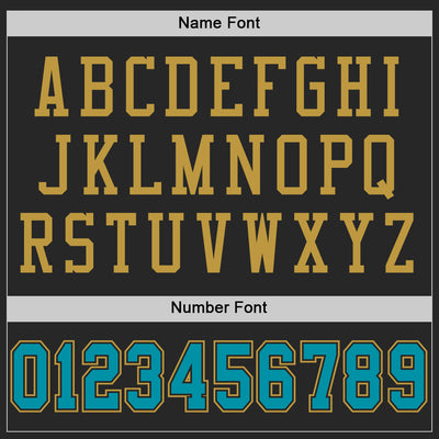 Custom Black Teal-Old Gold Mesh Authentic Football Jersey