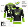 Custom Black White-Neon Green Hockey Lace Neck Jersey