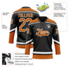 Custom Black Texas Orange-White Hockey Lace Neck Jersey