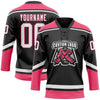 Custom Black White-Neon Pink Hockey Lace Neck Jersey