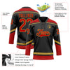 Custom Black Red-Old Gold Hockey Lace Neck Jersey