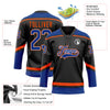 Custom Black Royal-Orange Hockey Lace Neck Jersey