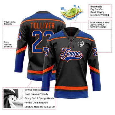 Custom Orange Hockey Jersey-Black - FansIdea