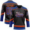 Custom Black Royal-Orange Hockey Lace Neck Jersey