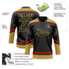 Custom Black Old Gold-Red Hockey Lace Neck Jersey