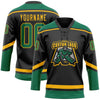 Custom Black Kelly Green-Gold Hockey Lace Neck Jersey