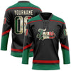 Custom Black Vintage Mexican Flag Cream Kelly Green-Red Hockey Lace Neck Jersey