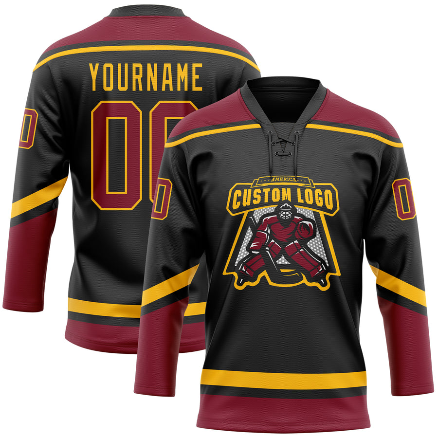 Youth Adidas Arizona State Sun Devils Black Custom Hockey Jersey