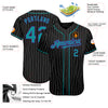 Custom Black White Pinstripe Teal-Purple Authentic Baseball Jersey