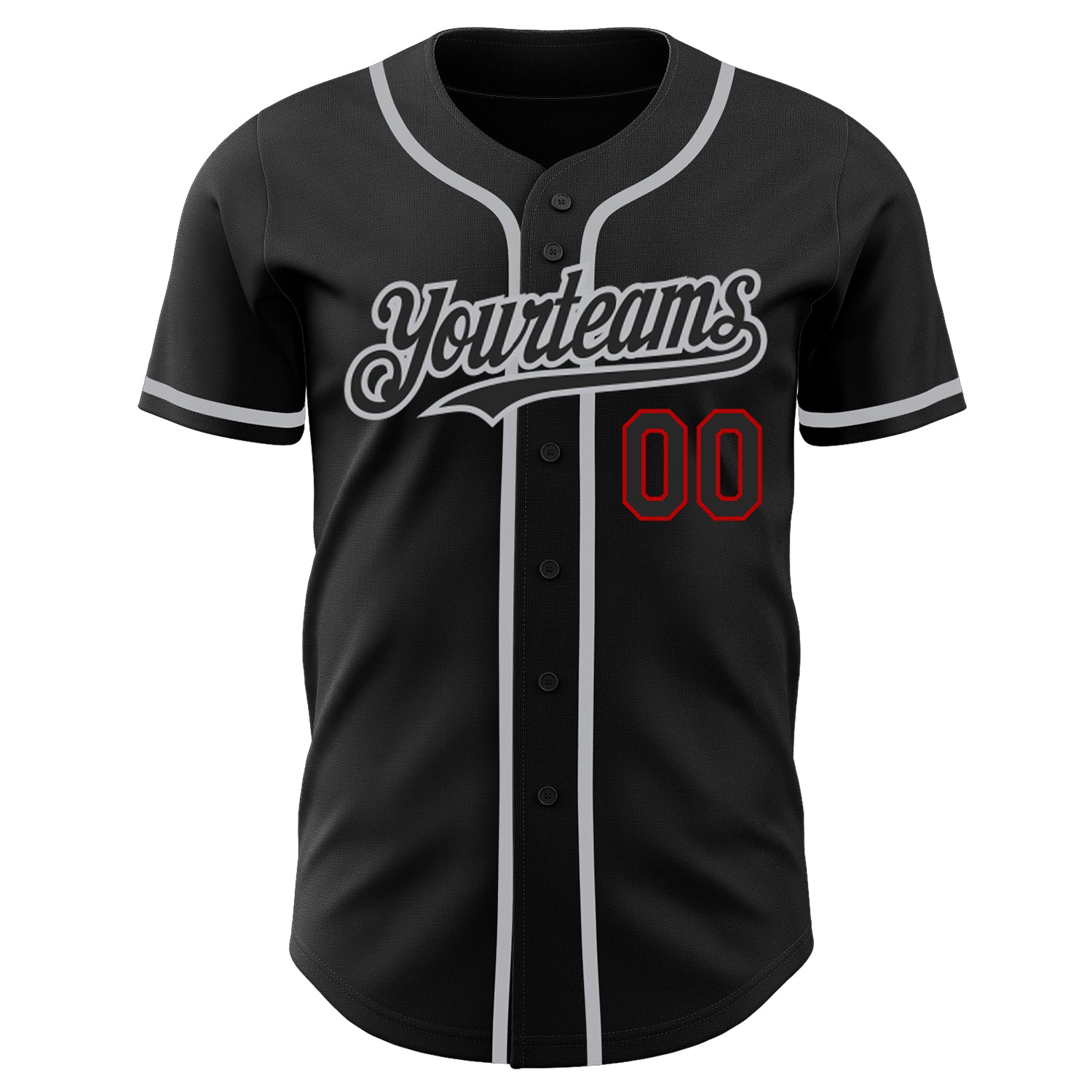 Cheap Custom Gray Red-Black Authentic Two Tone Baseball Jersey