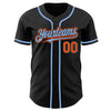 Custom Black Orange-Light Blue Authentic Baseball Jersey