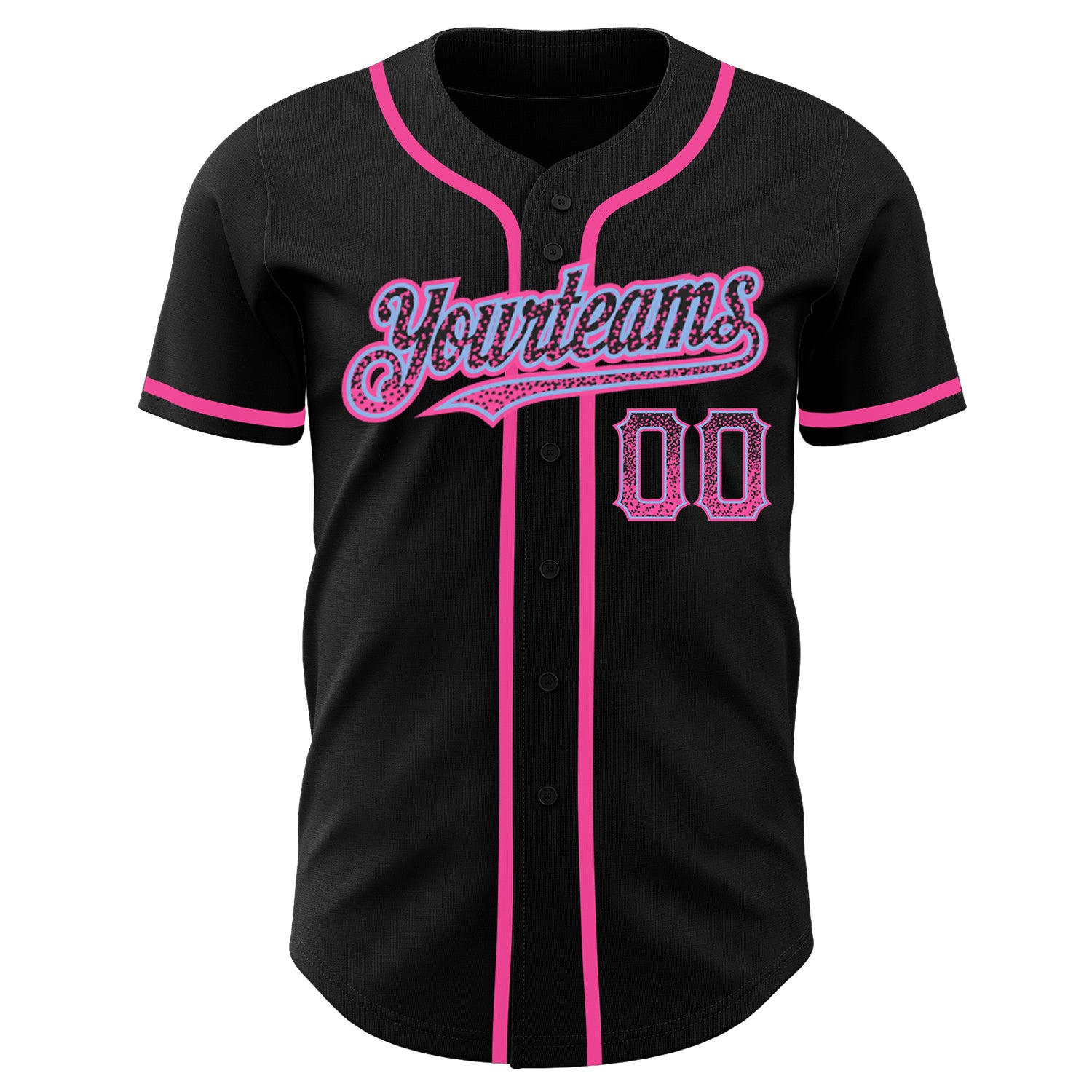 Custom Powder Blue Pink-Black Authentic Two Tone Baseball Jersey Preschool Size:L