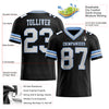 Custom Black White-Light Blue Mesh Authentic Football Jersey