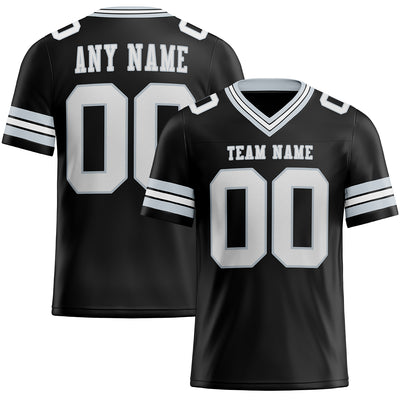 Custom Black White-Silver Mesh Authentic Football Jersey