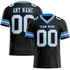 Custom Black White-Powder Blue Mesh Authentic Football Jersey