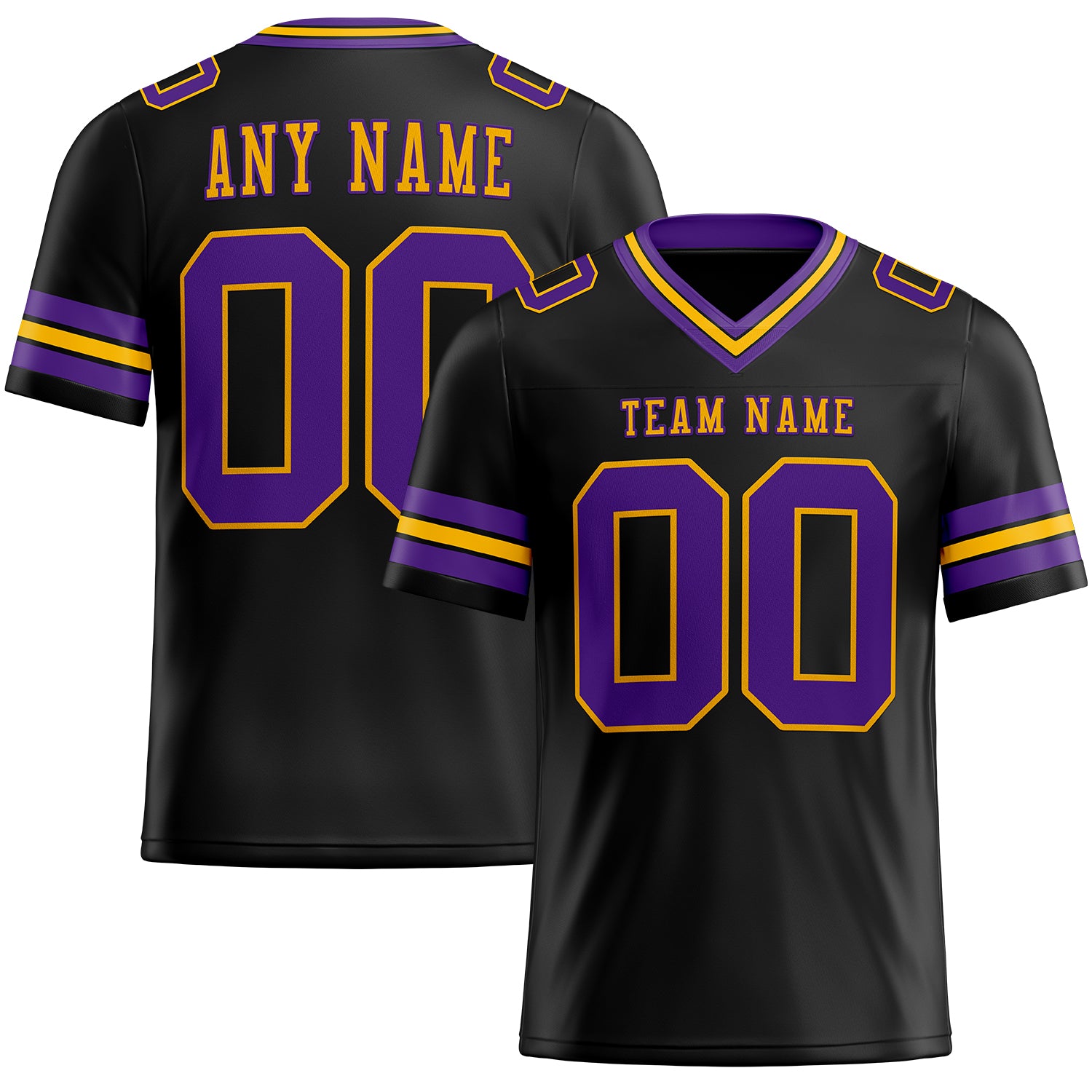 Custom Purple Purple-Gold Authentic Football Jersey Men's Size:3XL