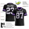 Custom Black White Purple-Gray Mesh Authentic Football Jersey