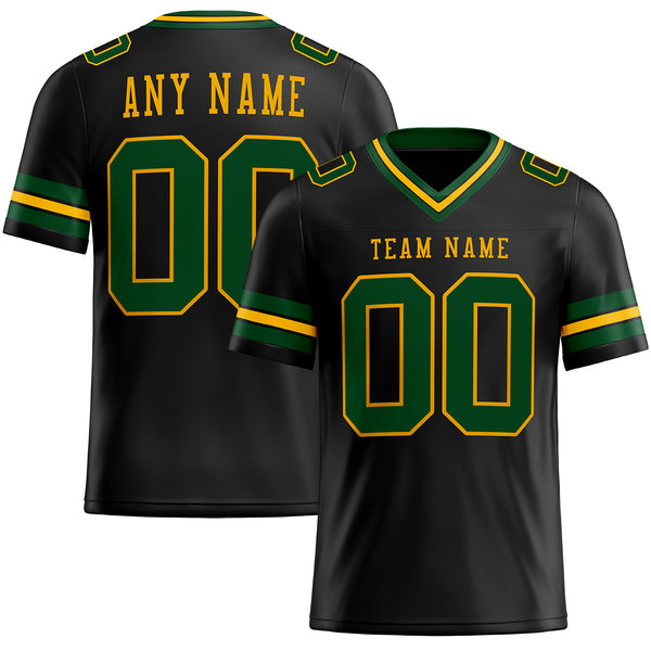 Custom Black White-Gold Mesh Authentic Football Jersey - Personalized Name,  Number, Team Logo