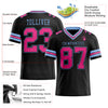 Custom Black Pink-Light Blue Mesh Authentic Football Jersey