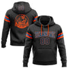 Custom Stitched Black Powder Blue-Orange Football Pullover Sweatshirt Hoodie