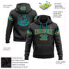 Custom Stitched Black Teal-Gold Football Pullover Sweatshirt Hoodie