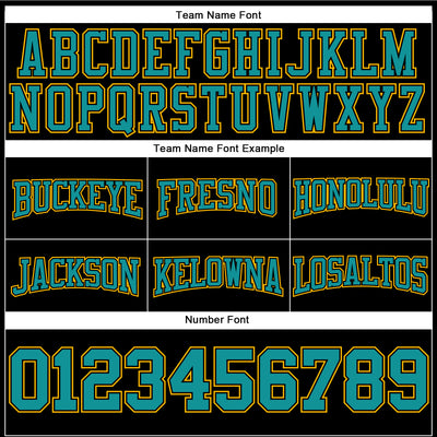 Custom Stitched Black Teal-Gold Football Pullover Sweatshirt Hoodie