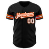 Custom Black White-Orange Authentic Baseball Jersey