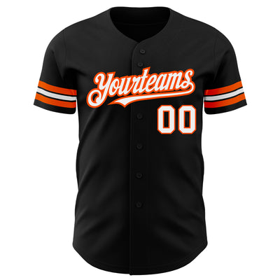 Custom Black White-Orange Authentic Baseball Jersey