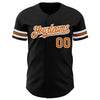 Custom Black Texas Orange-White Authentic Baseball Jersey