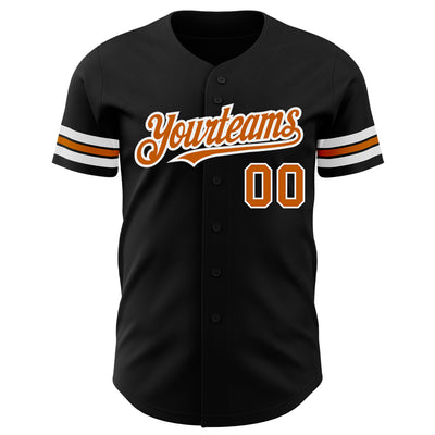 Custom Black Texas Orange-White Authentic Baseball Jersey