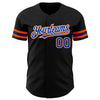 Custom Black Royal-Orange Authentic Baseball Jersey