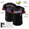 Custom Black Royal-Orange Authentic Baseball Jersey