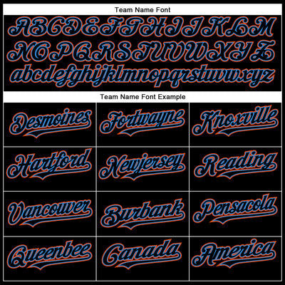 Custom Black Electric Blue-Orange Authentic Baseball Jersey