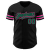 Custom Black Kelly Green-Pink Authentic Baseball Jersey