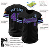 Custom Black Purple-Light Blue Authentic Baseball Jersey